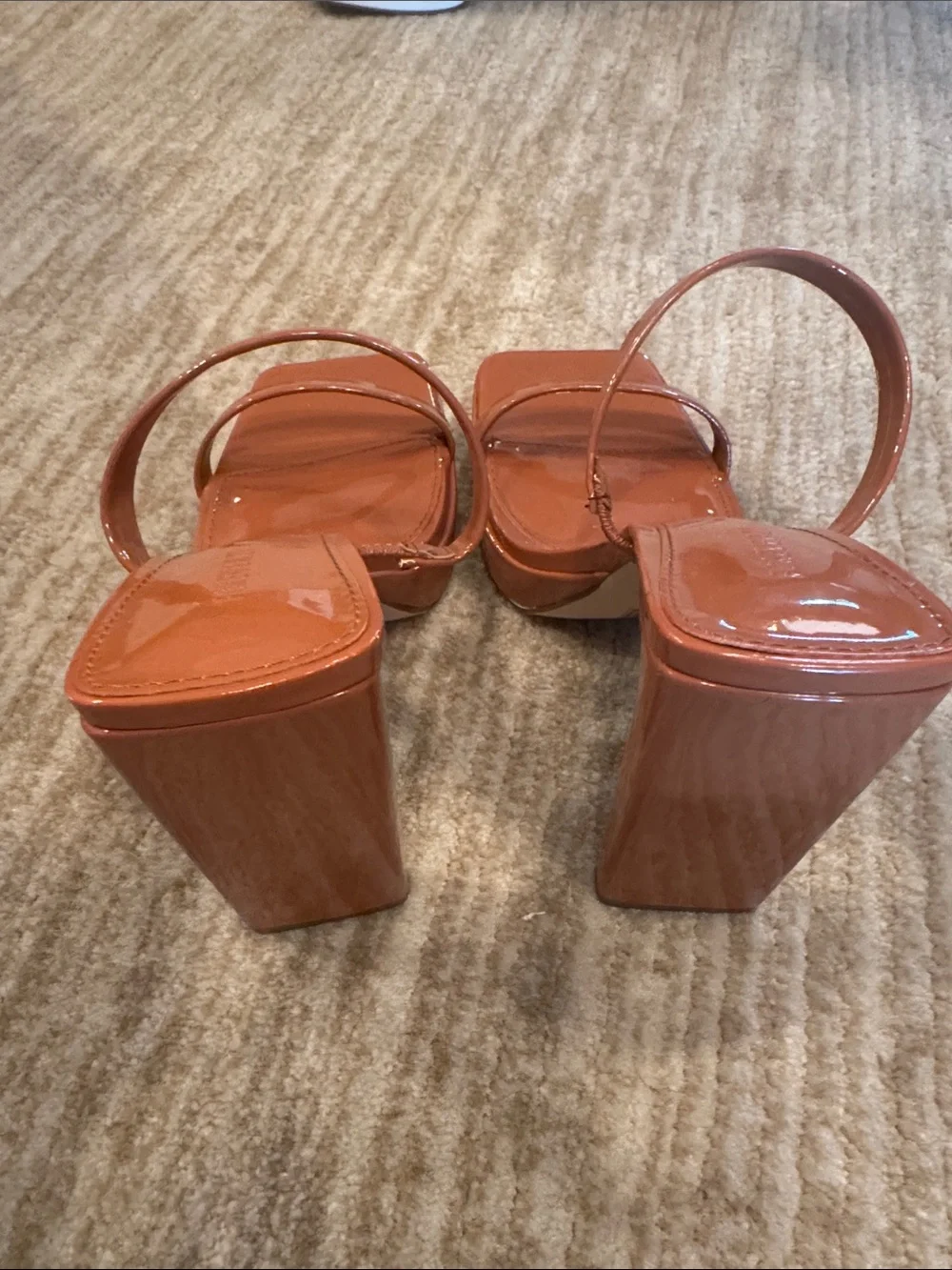 Y2K Women’s Platform High Heel Sandals in Burnt Orange/ Dark Camel